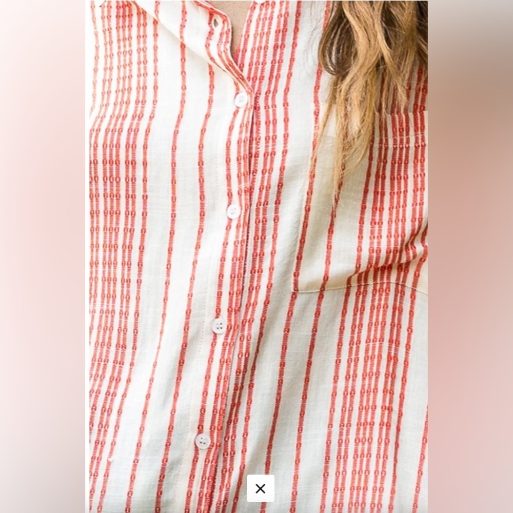 VICI En Créme Tay Striped Top in Cream Red - Picture 3 of 11